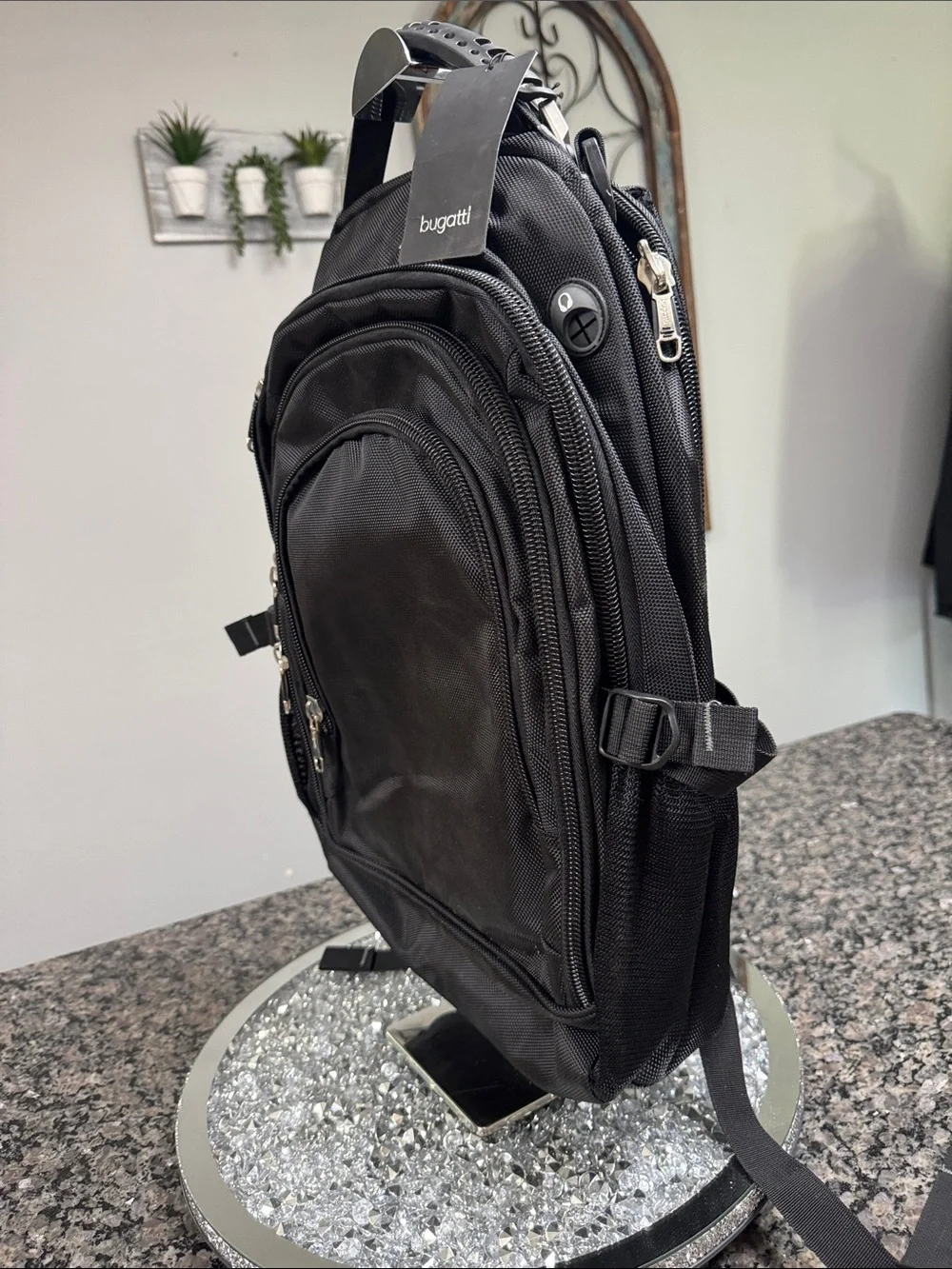 Bugatti Black Men's Backpack with Multiple Compartments Laptop backpack NWT